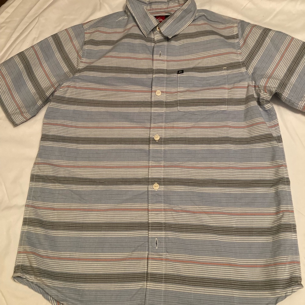 Oxford Stripe Short Sleeve Button-Up Shirt